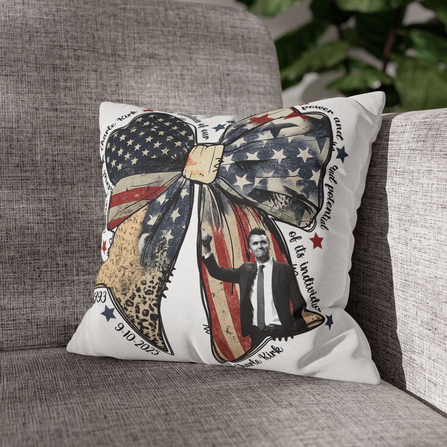 Charlie Kirk Ribbon Design Pillowcase for Home Decor