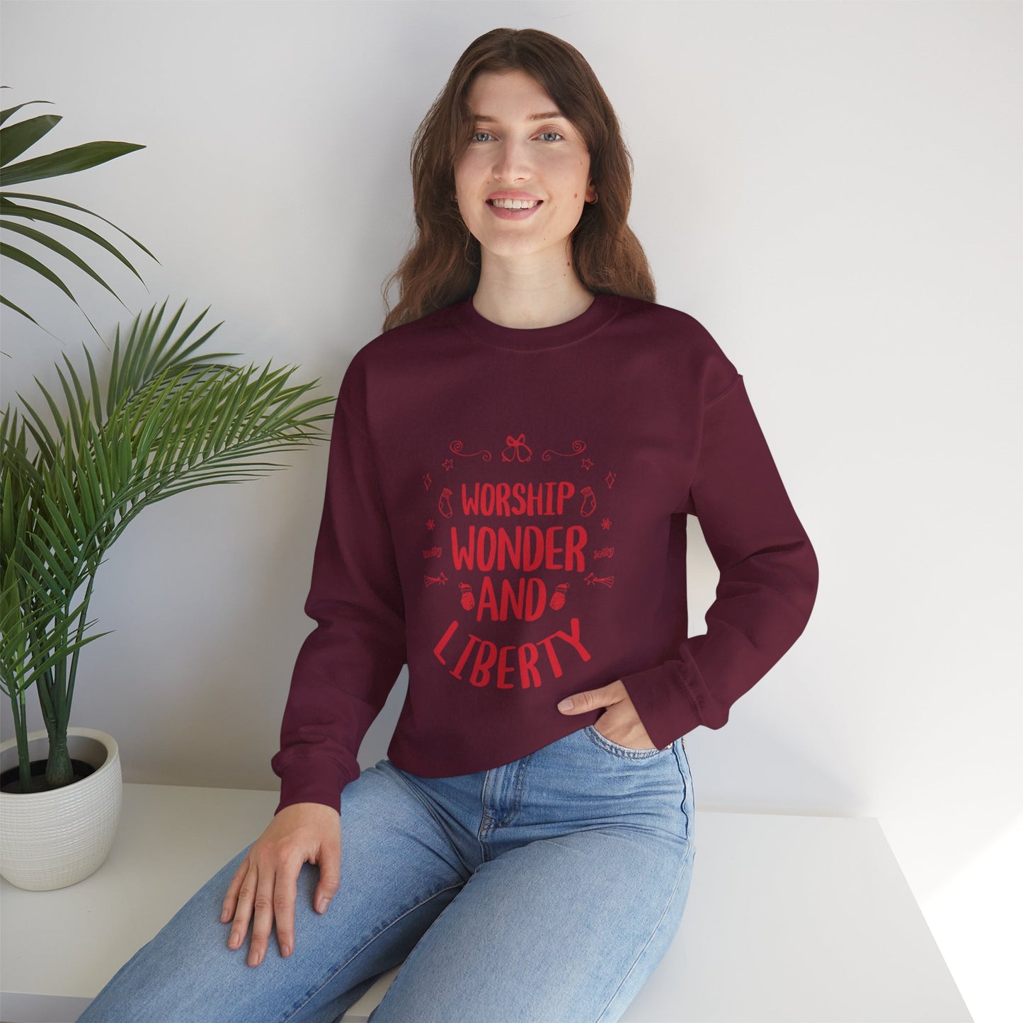 Worship Wonder Liberty Crewneck Unisex Sweatshirt