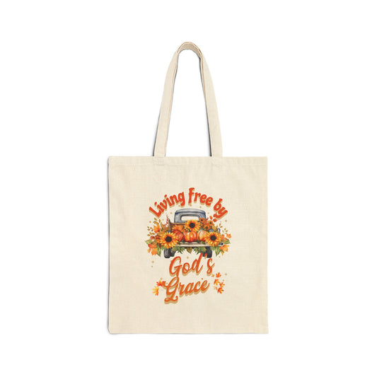 Autumn Themed God's Grace Floral Tote Bag