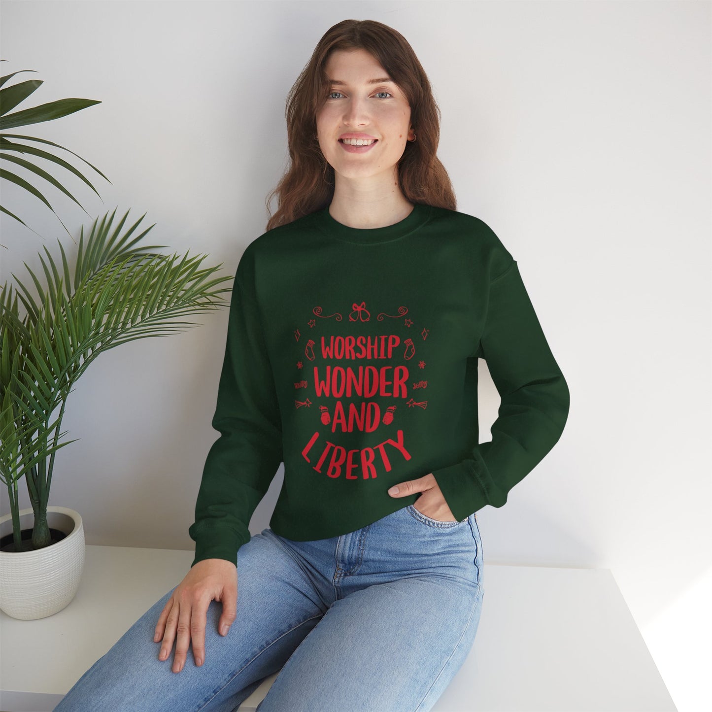 Worship Wonder Liberty Crewneck Unisex Sweatshirt