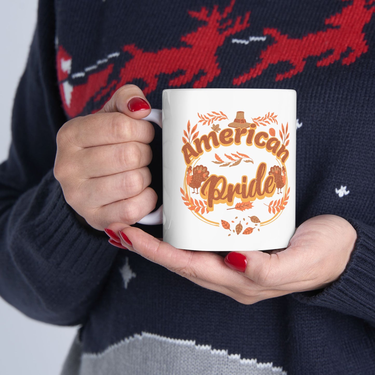 Thanksgiving Ceramic Mug, Holiday Coffee Cup, Autumn Themed