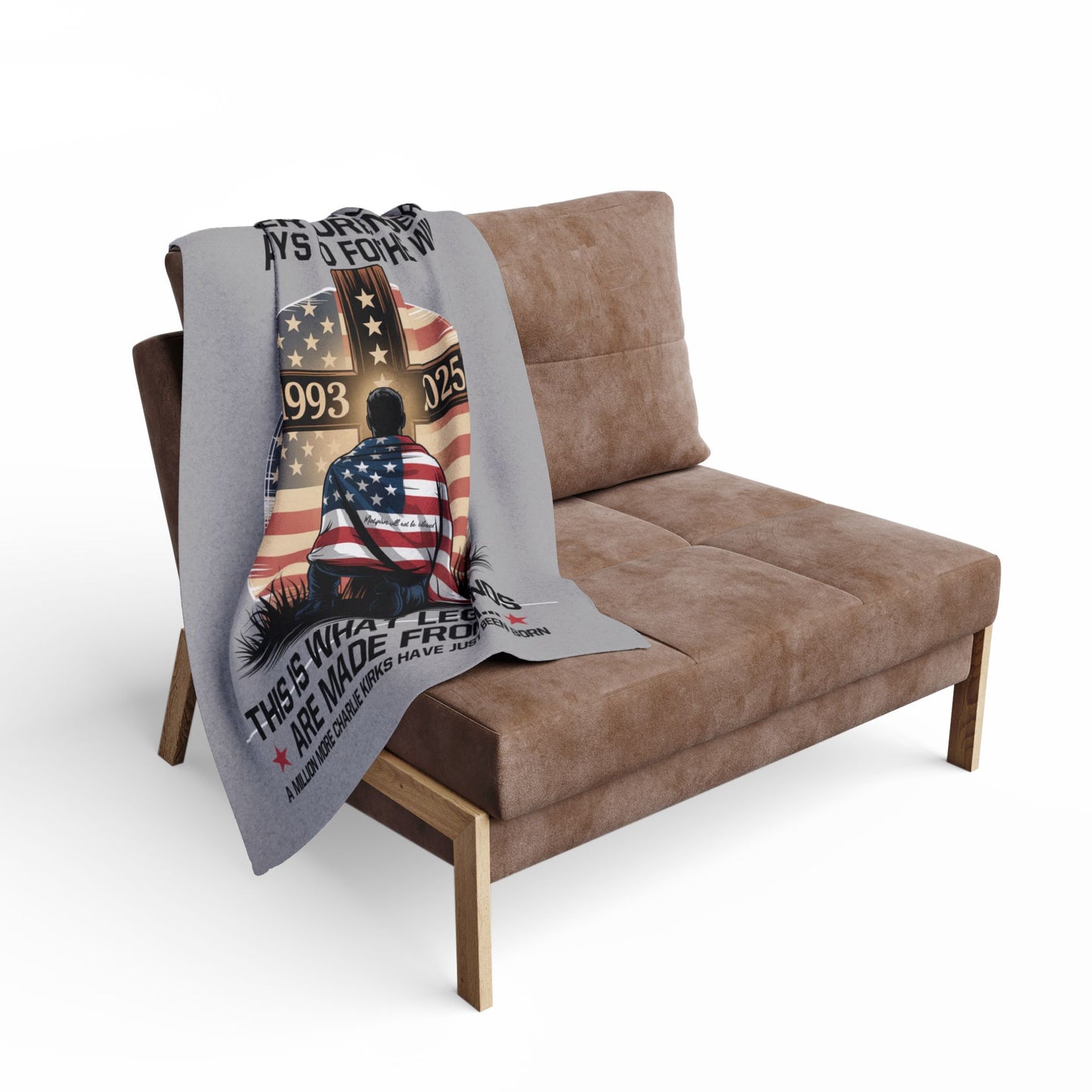 Patriotic Fleece Blanket - Never Give Up, Charlie Kirk Inspired