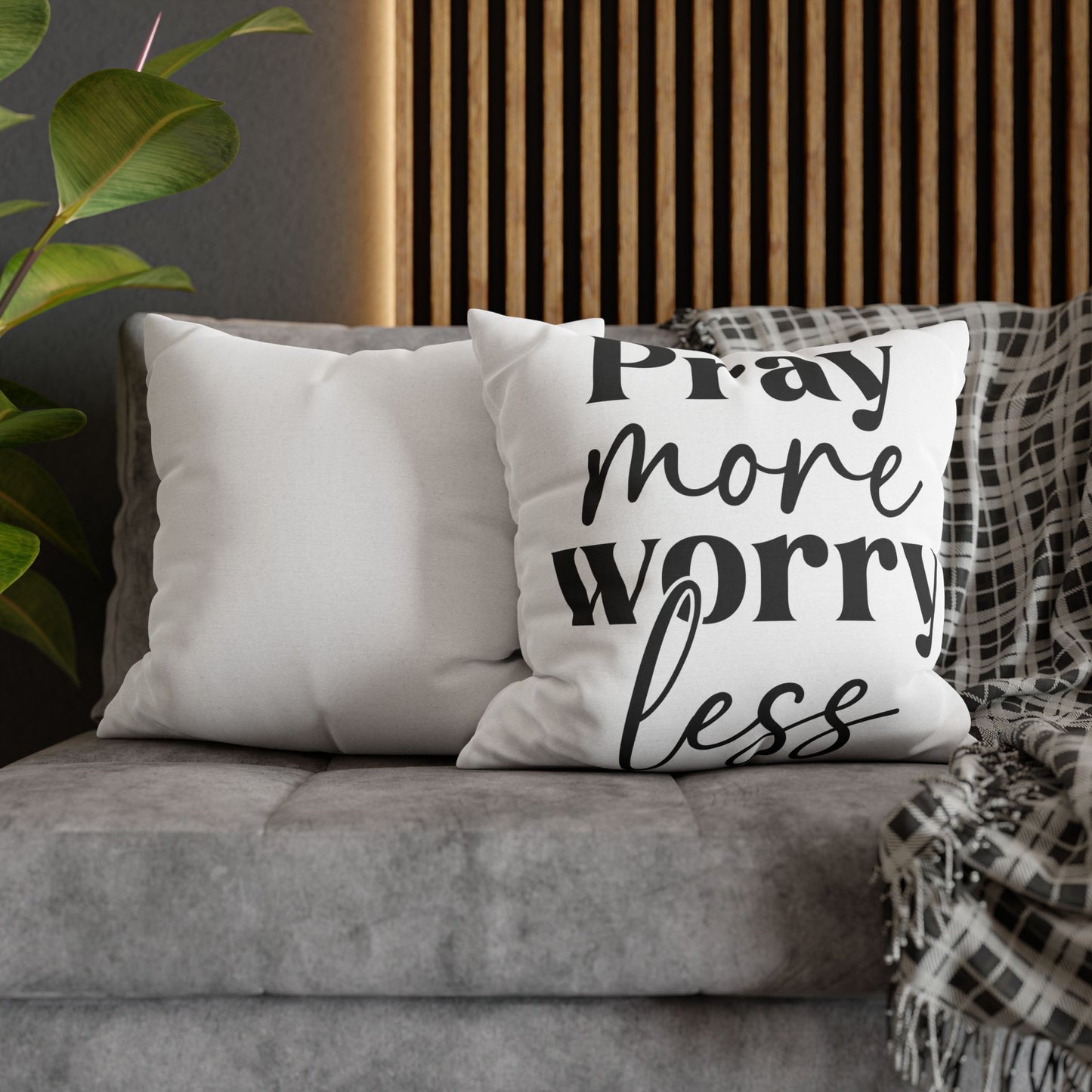 Pray More Worry Less Pillowcase – Christian Home Décor
