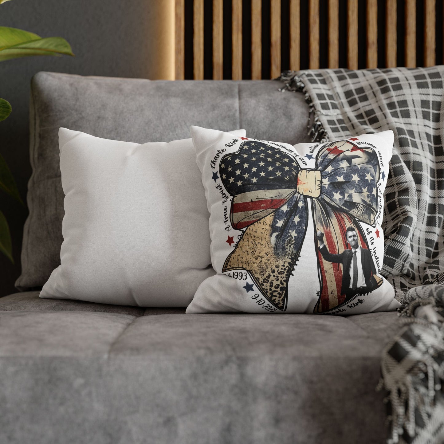 Charlie Kirk Ribbon Design Pillowcase for Home Decor