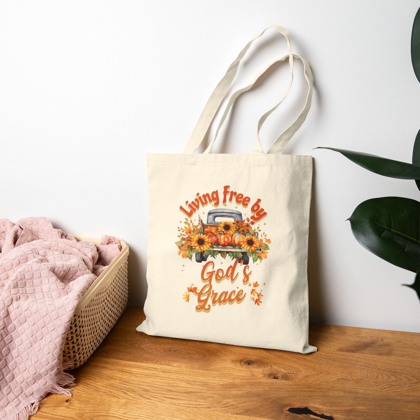 Autumn Themed God's Grace Floral Tote Bag