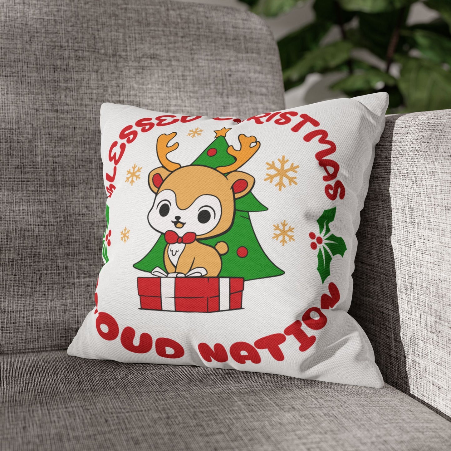 Blessed Christmas Proud Nation Throw Pillow Cover