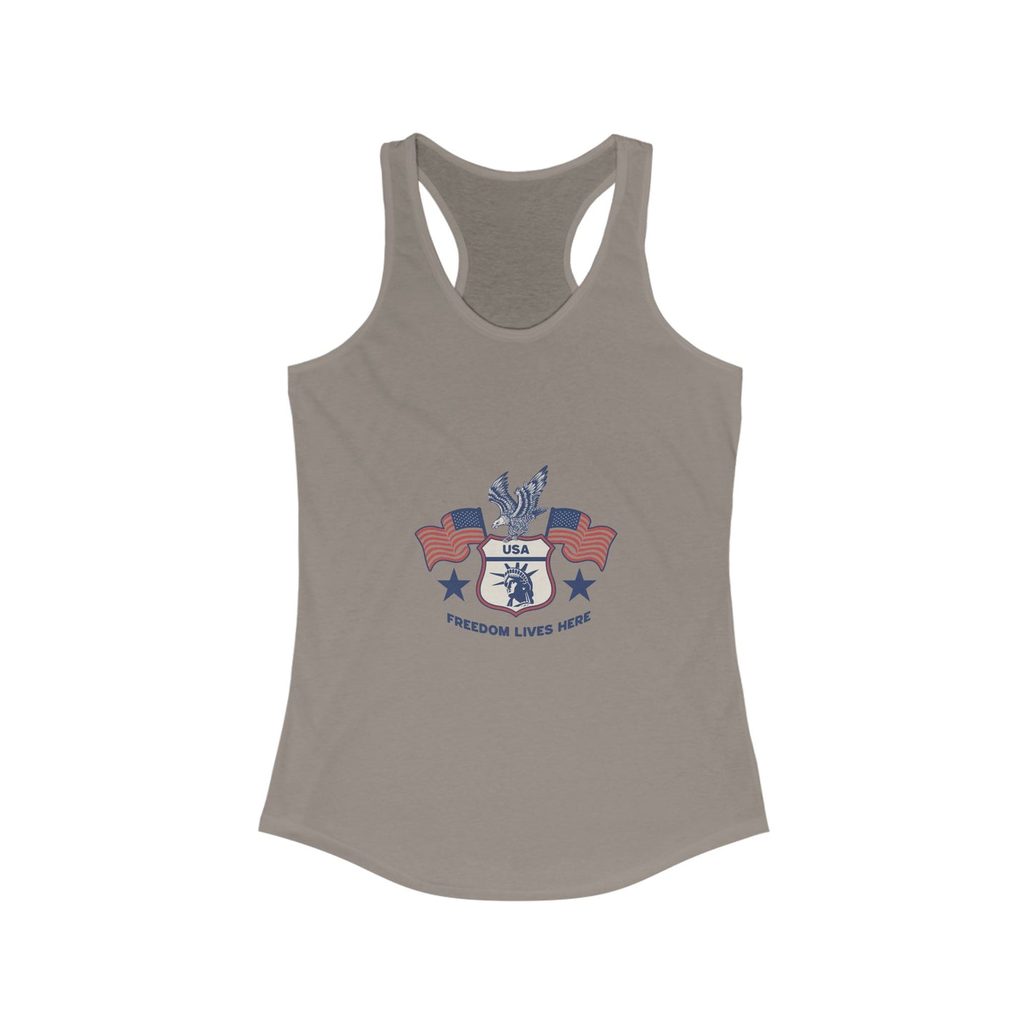 USA Freedom Lives Here Design Women's Racerback Tank