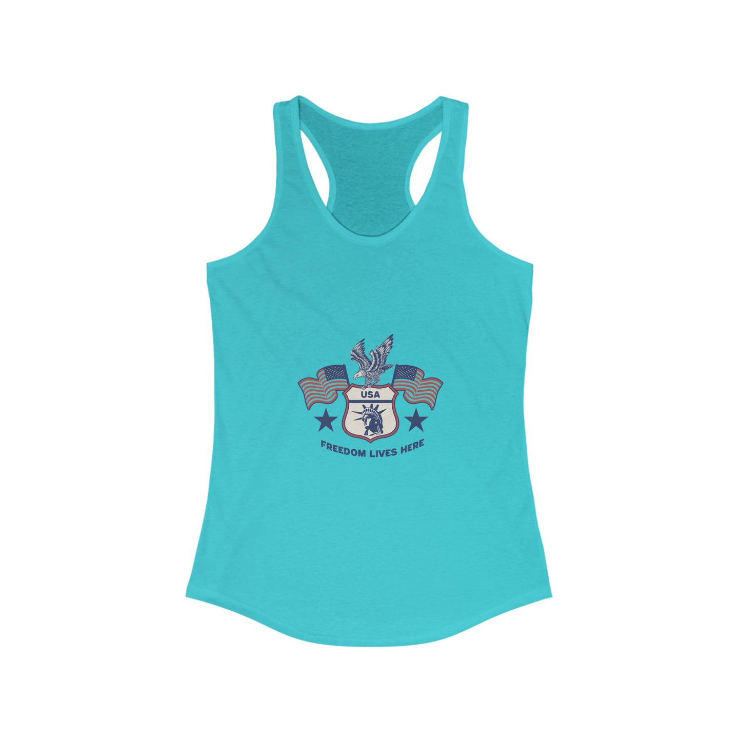 USA Freedom Lives Here Design Women's Racerback Tank