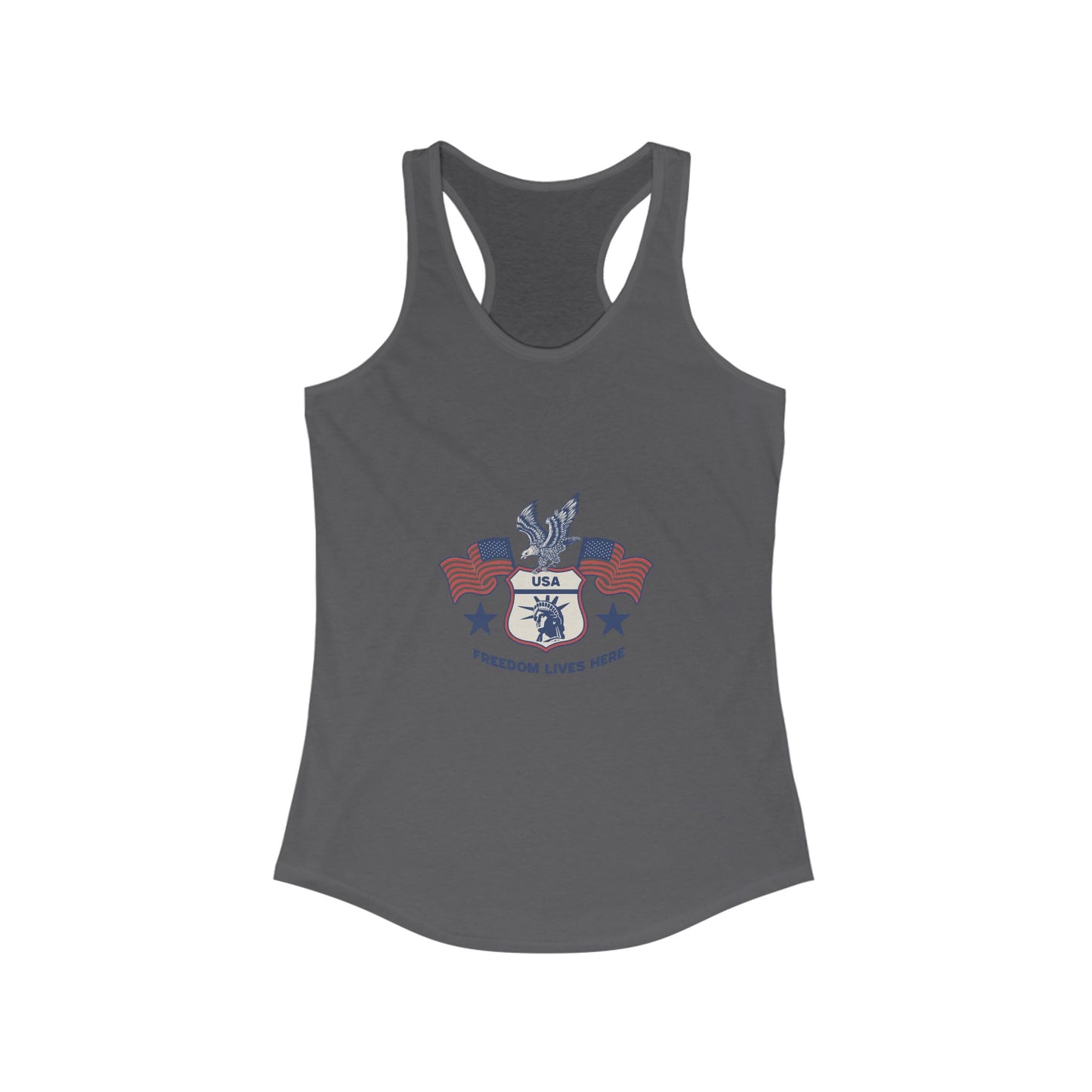 USA Freedom Lives Here Design Women's Racerback Tank