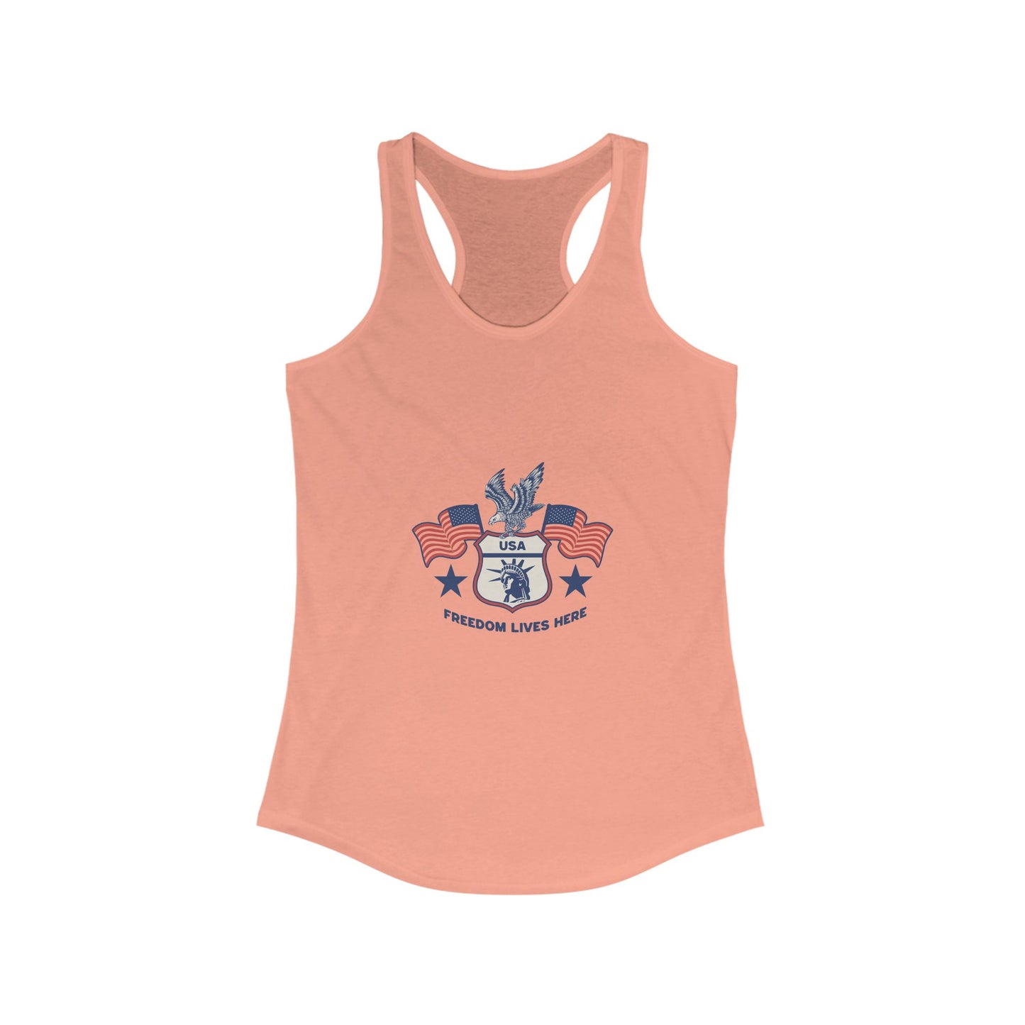USA Freedom Lives Here Design Women's Racerback Tank