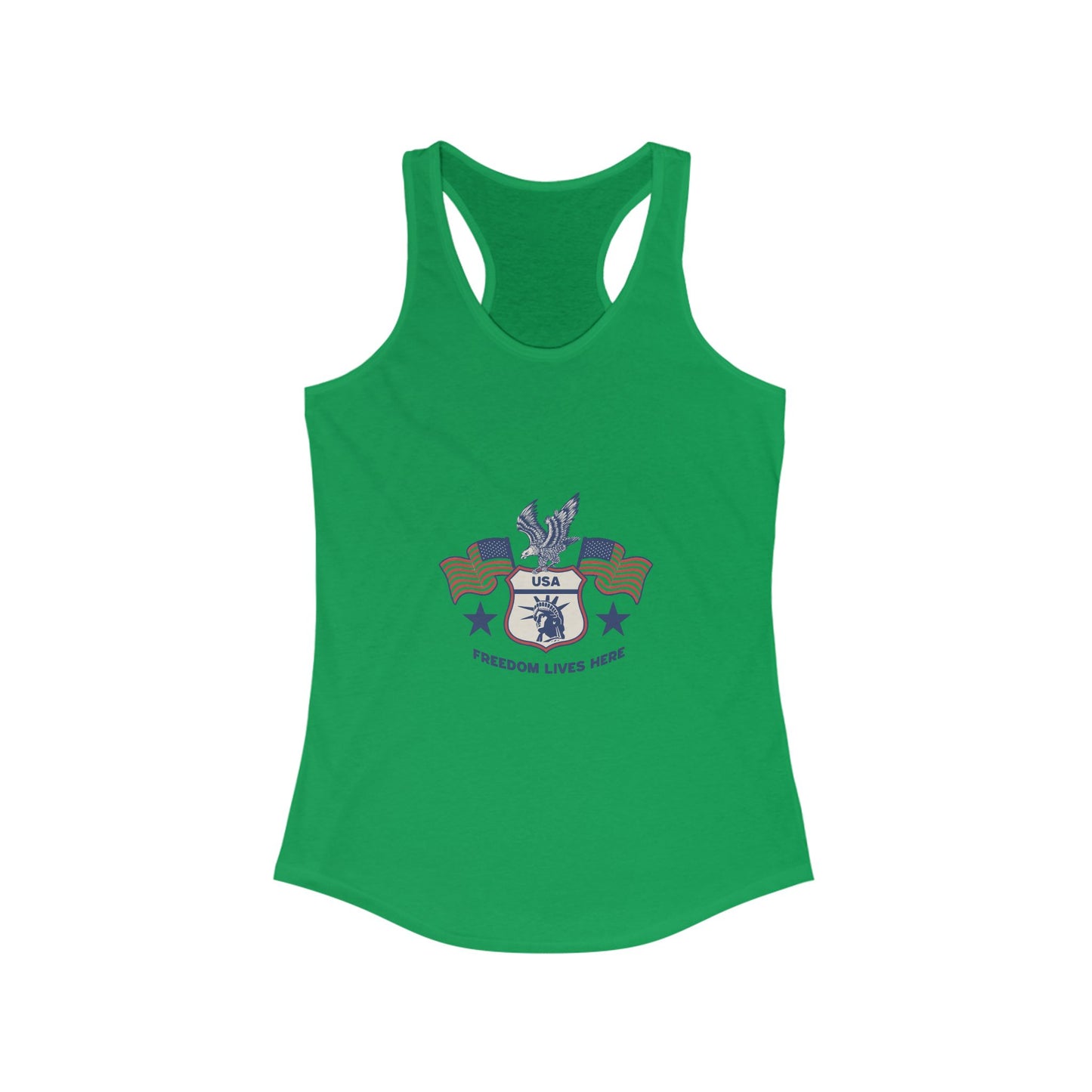 USA Freedom Lives Here Design Women's Racerback Tank