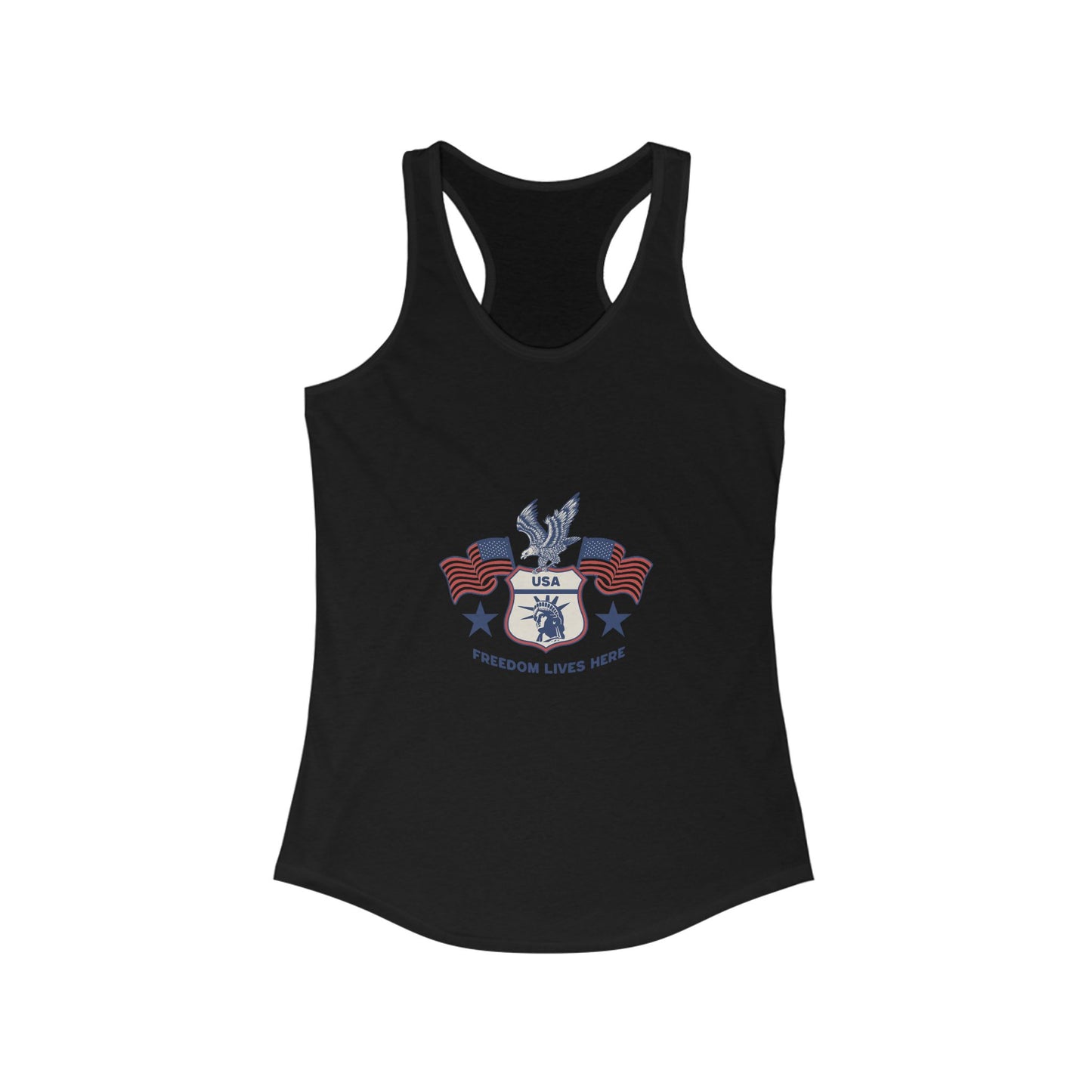 USA Freedom Lives Here Design Women's Racerback Tank