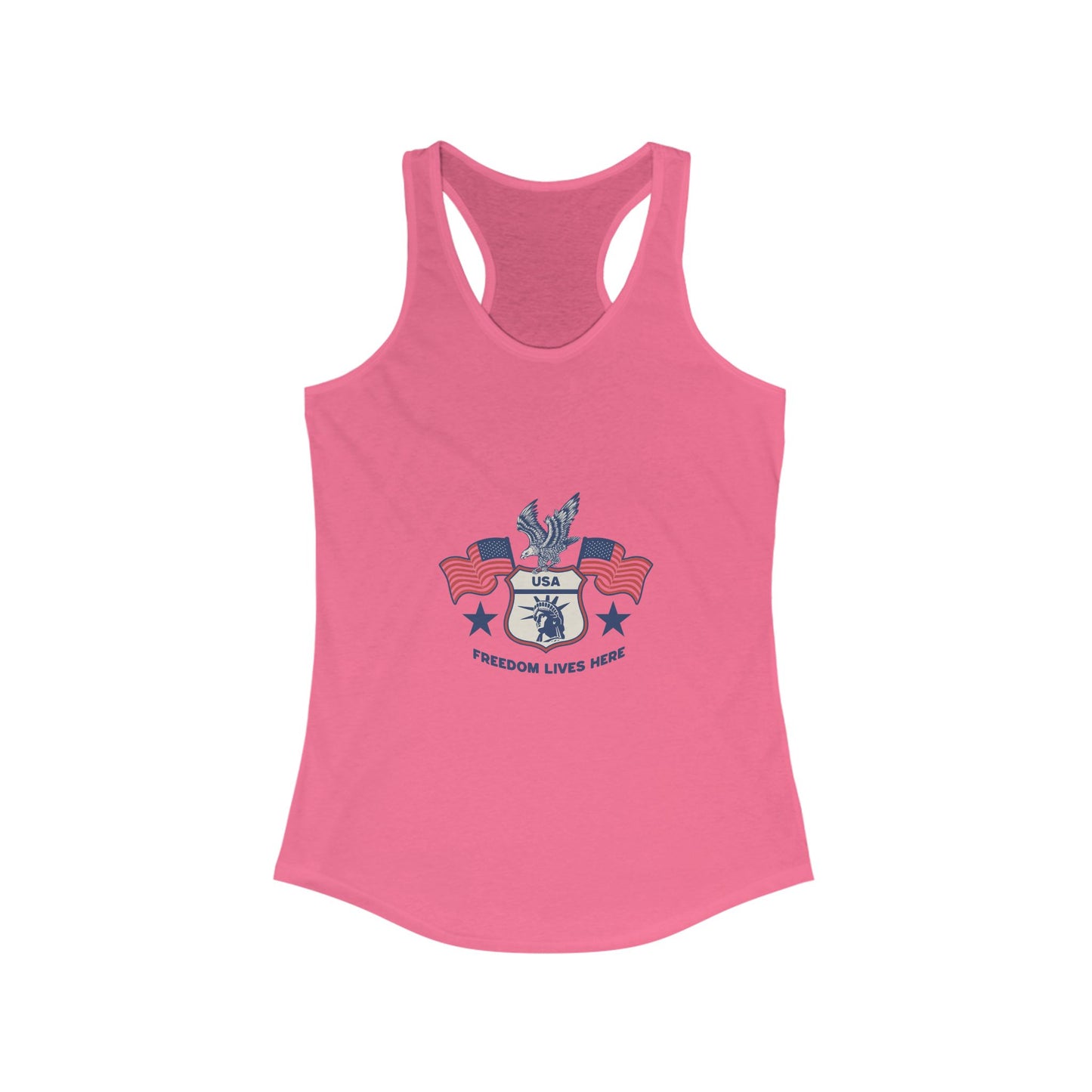 USA Freedom Lives Here Design Women's Racerback Tank