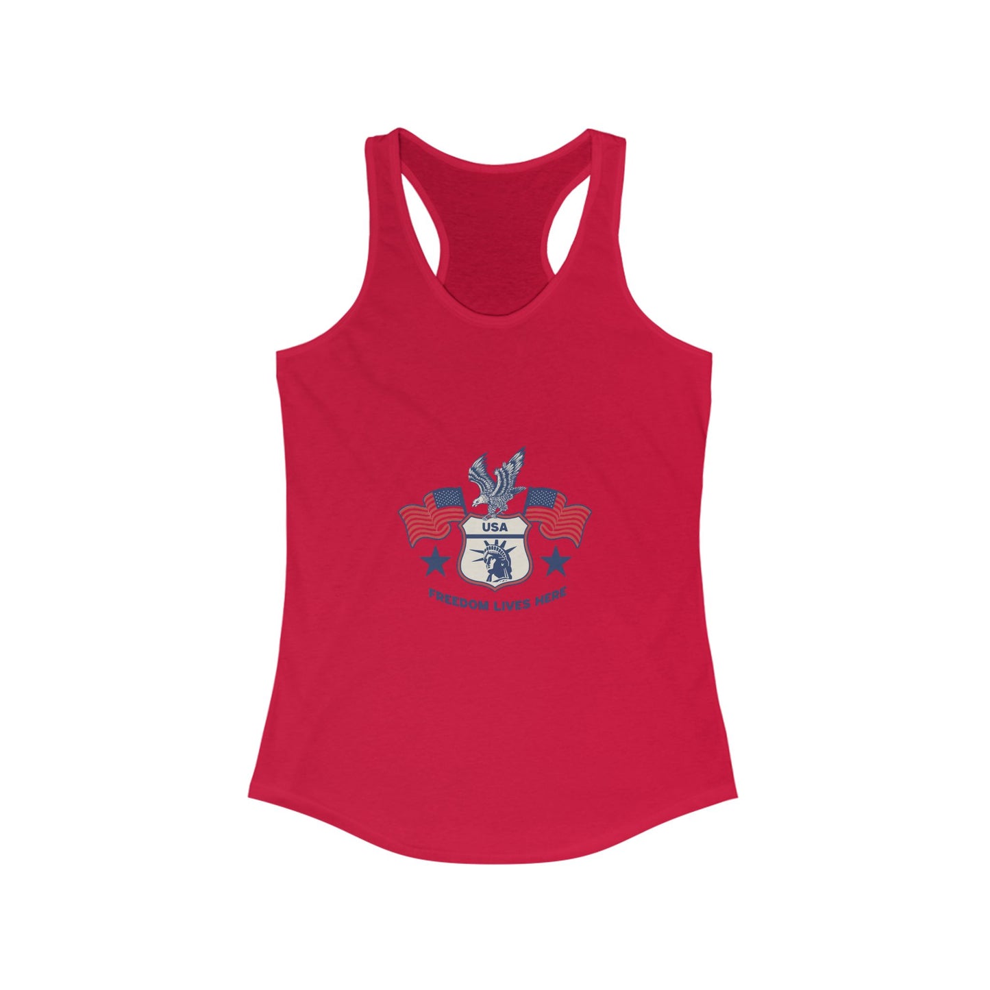 USA Freedom Lives Here Design Women's Racerback Tank