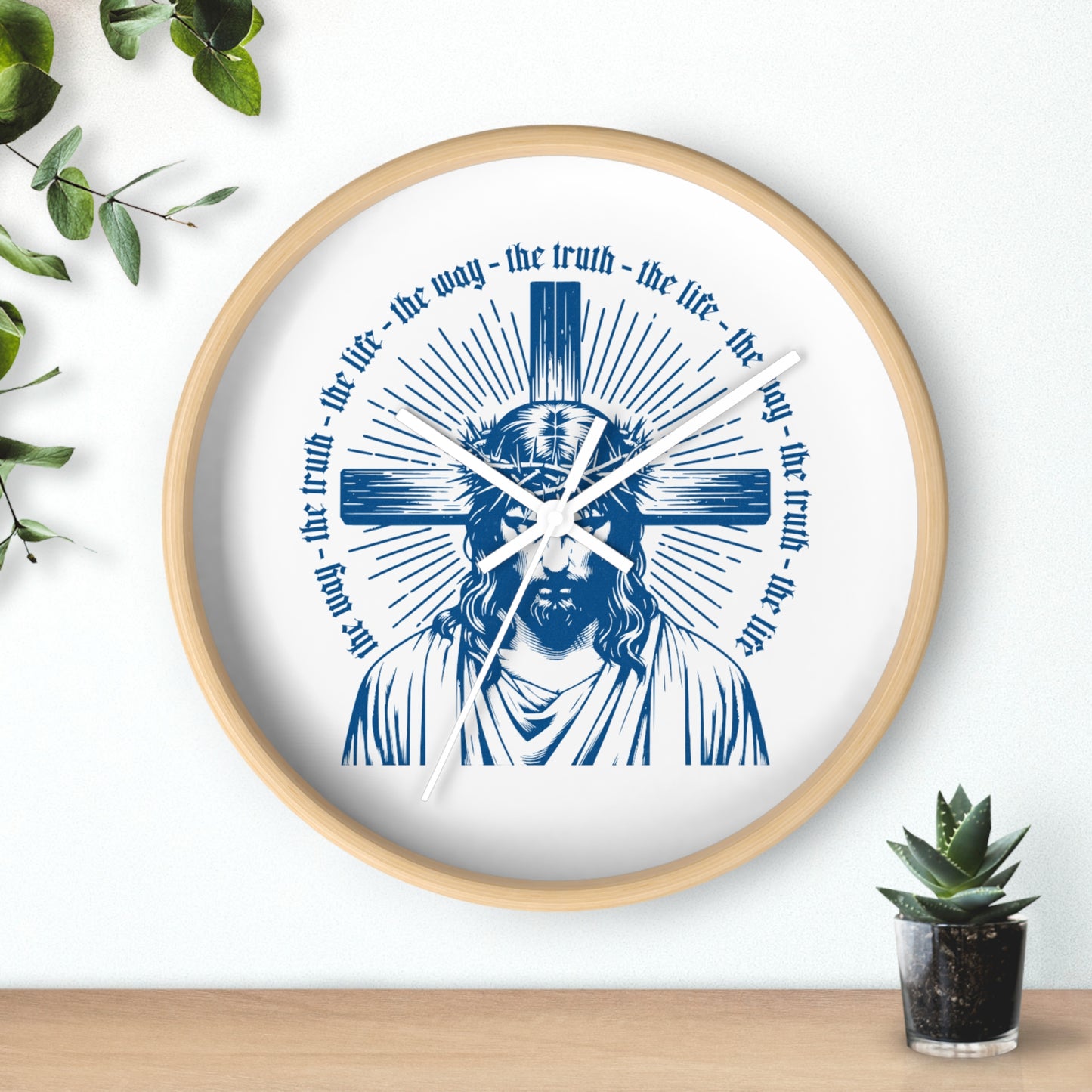 Christian Wall Clock – Jesus Christ with Cross & Scripture Design