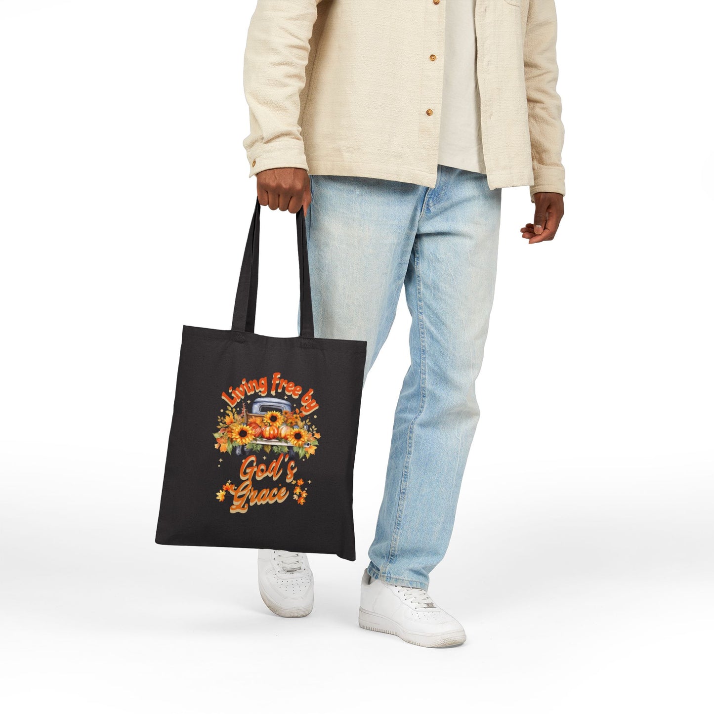 Autumn Themed God's Grace Floral Tote Bag