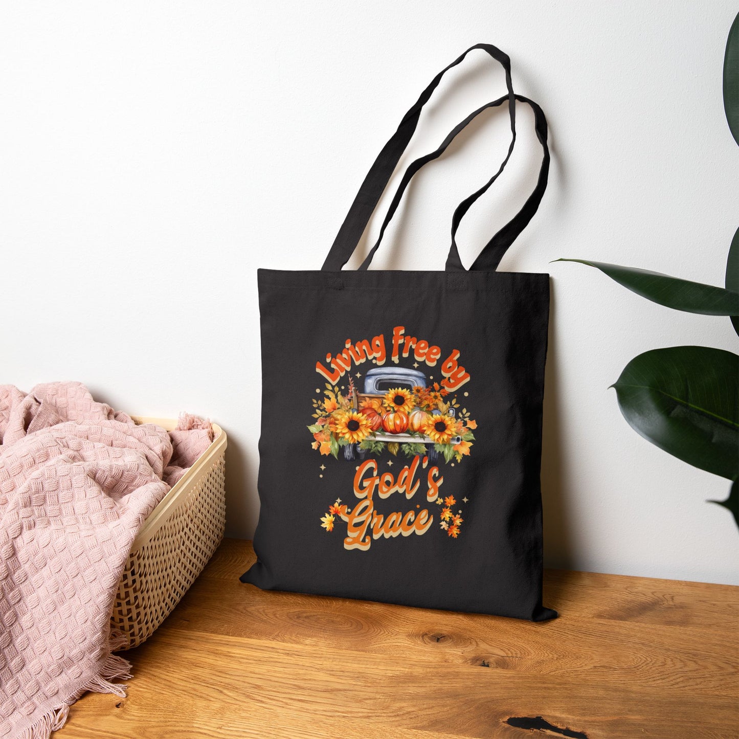 Autumn Themed God's Grace Floral Tote Bag