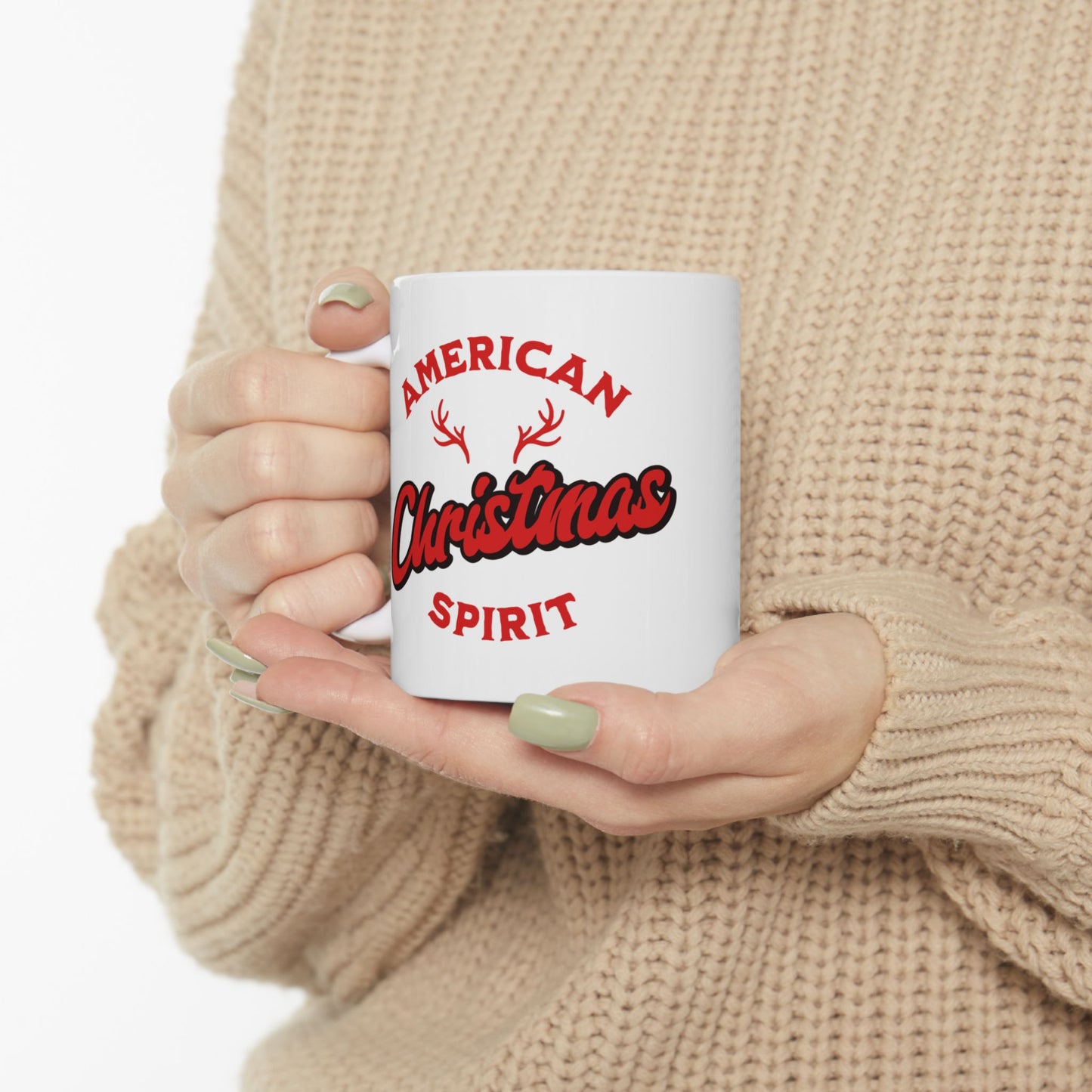 Christmas Spirit Ceramic Mug  Holiday Coffee Cup