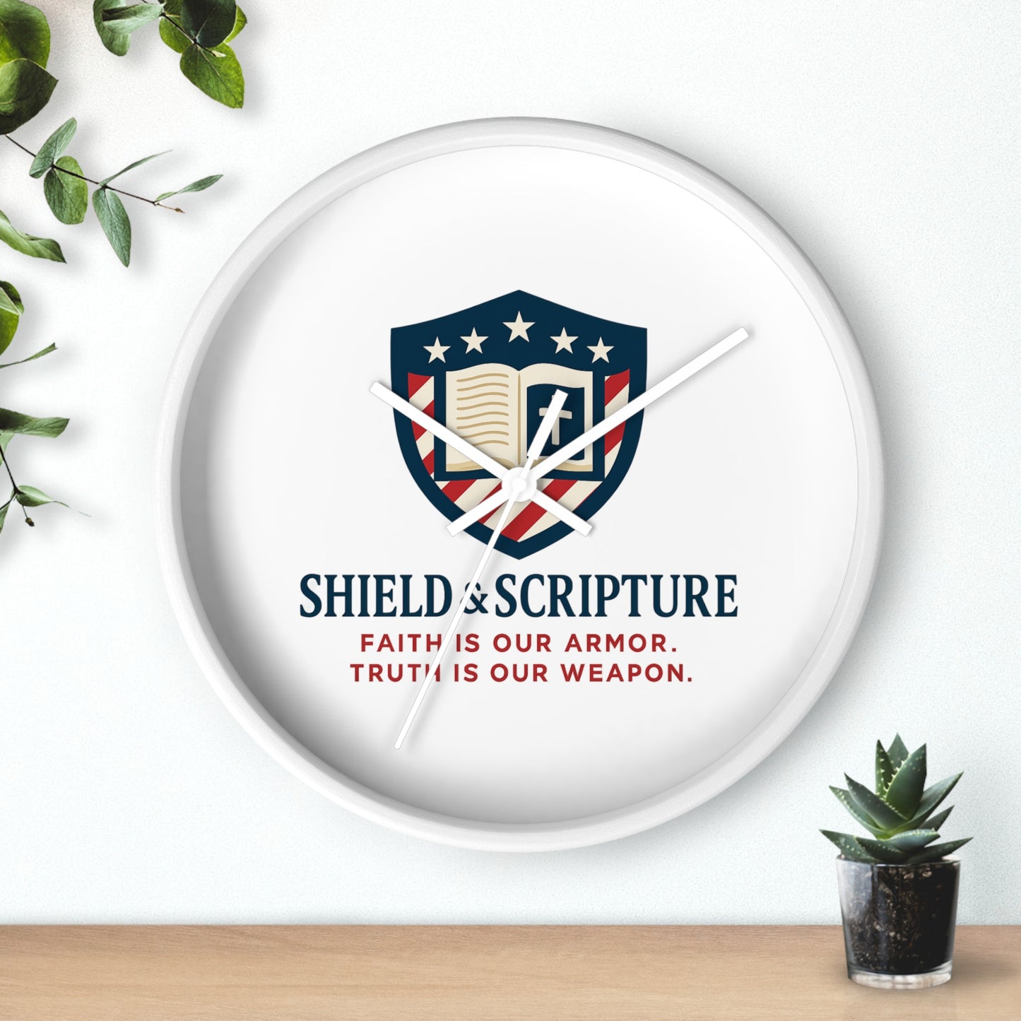 Shield & Scripture Wall Clock