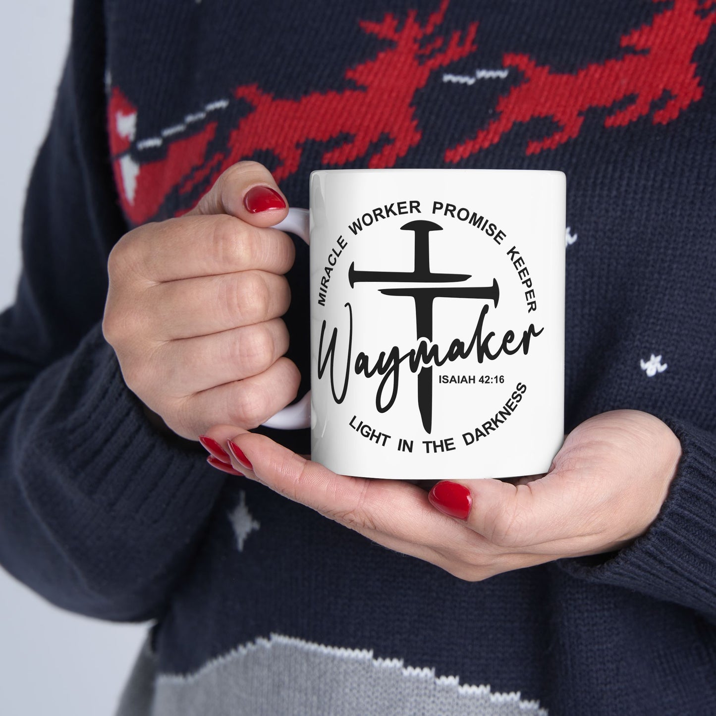Waymaker Christian Mug – Isaiah 42:16 Scripture Design