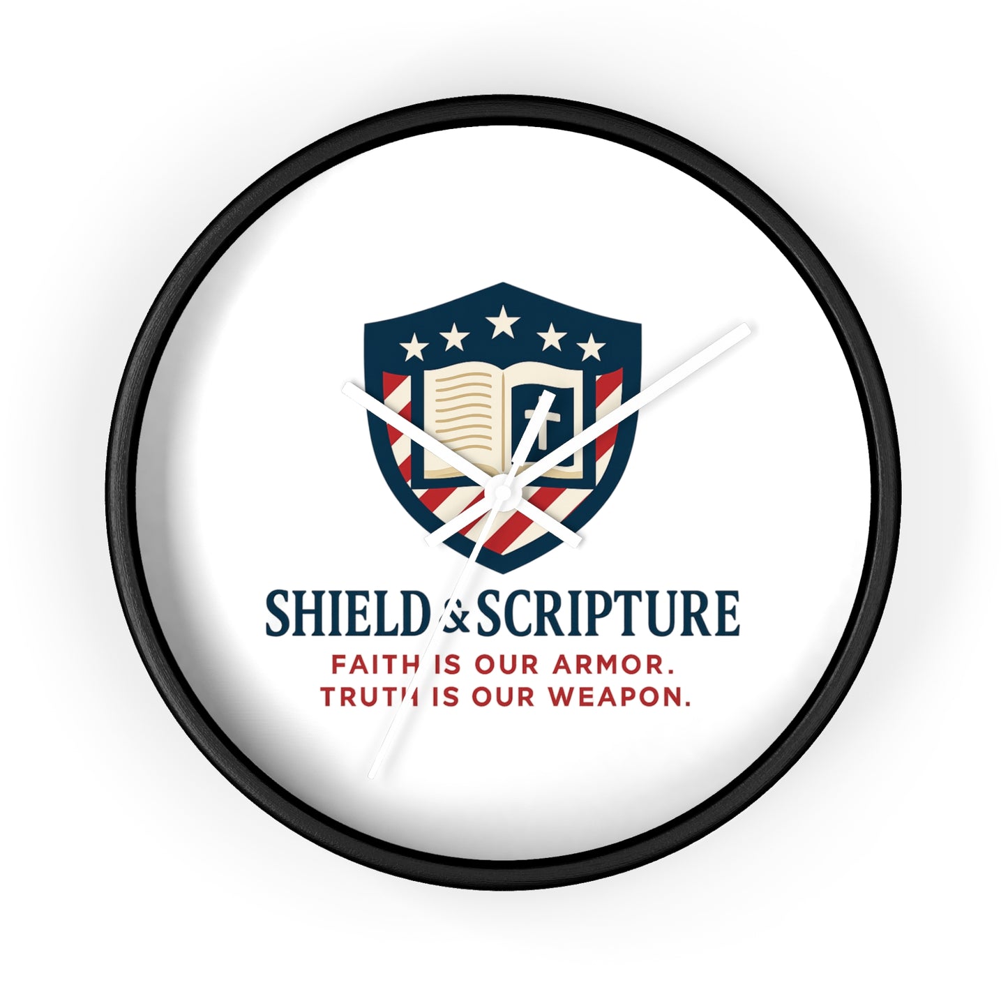 Shield & Scripture Wall Clock