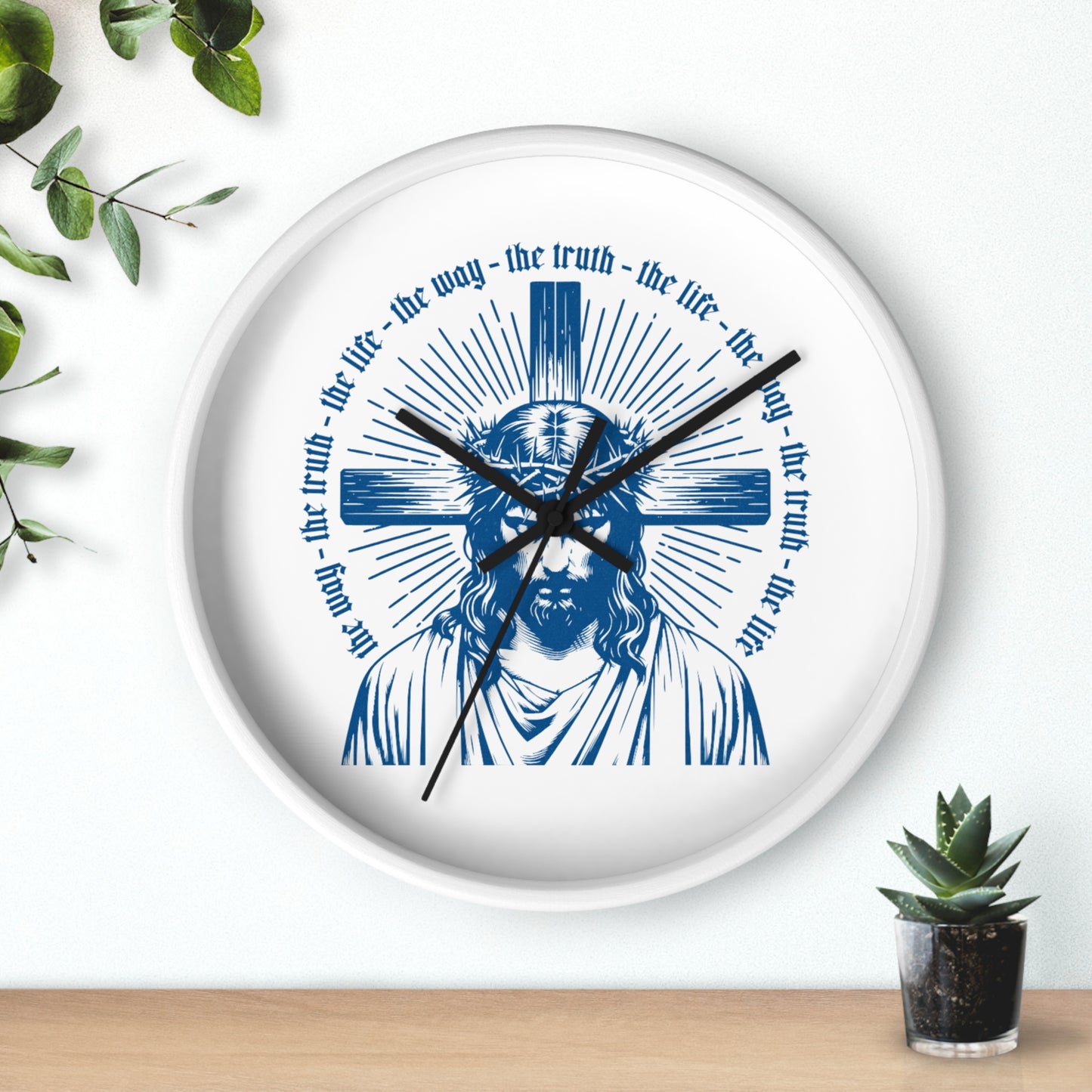 Christian Wall Clock – Jesus Christ with Cross & Scripture Design