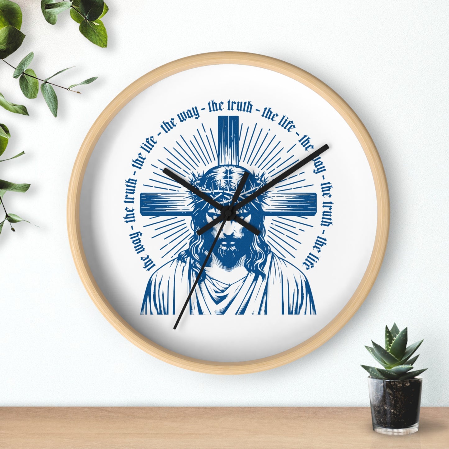 Christian Wall Clock – Jesus Christ with Cross & Scripture Design