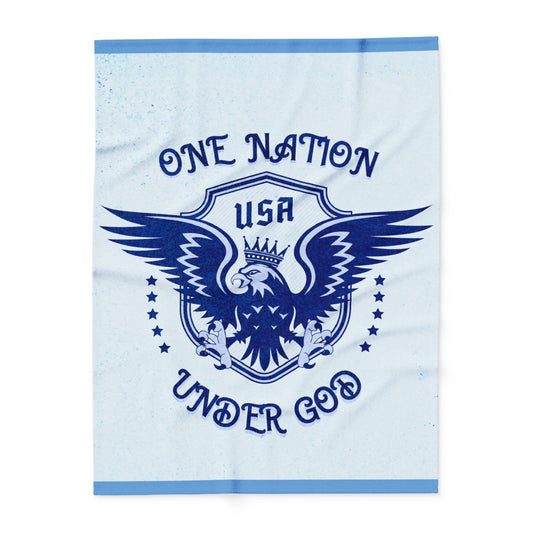 One Nation Under God USA Patriotic Fleece Blanket