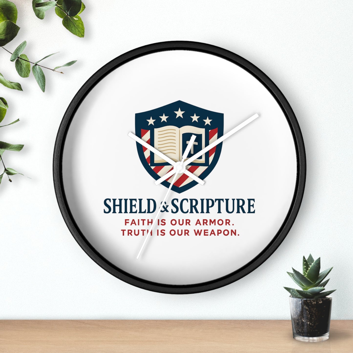 Shield & Scripture Wall Clock
