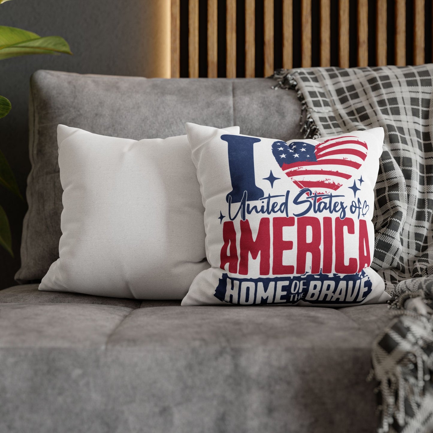 I Love America Home of the Brave Polyester Square Pillowcase