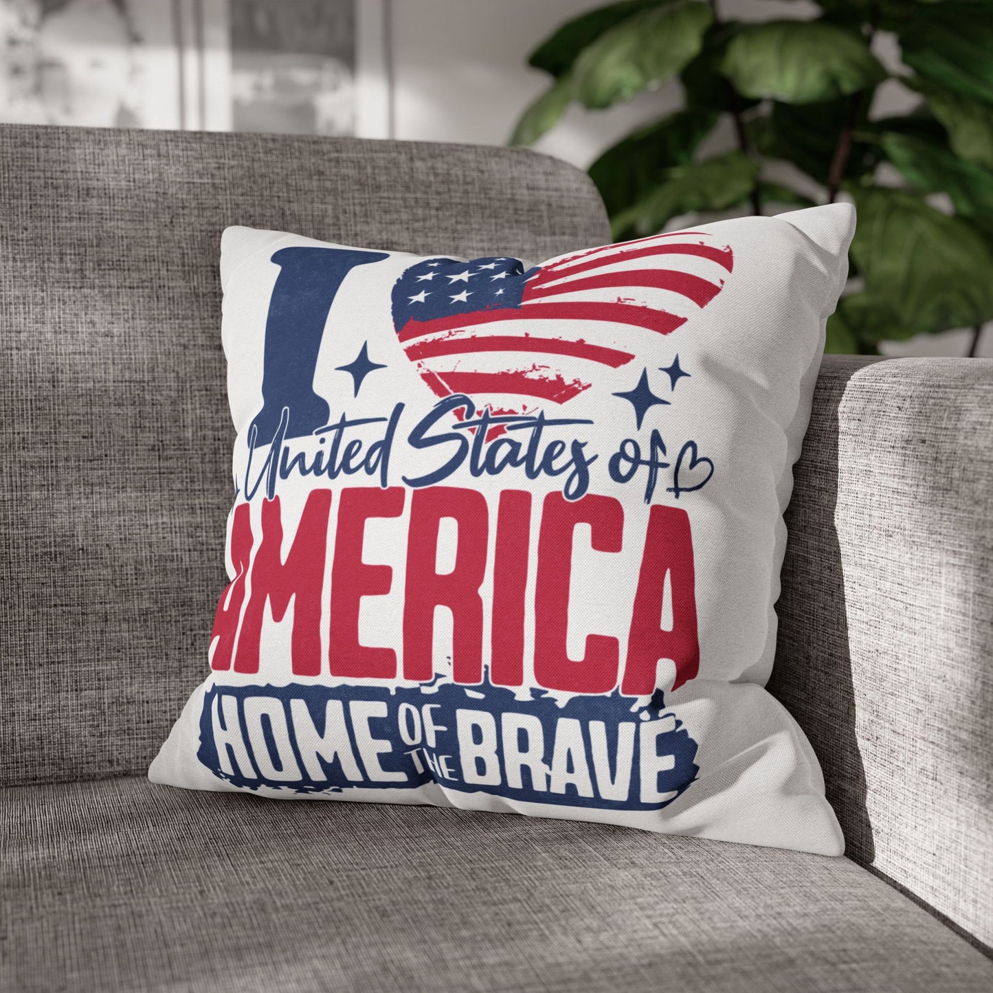 I Love America Home of the Brave Polyester Square Pillowcase