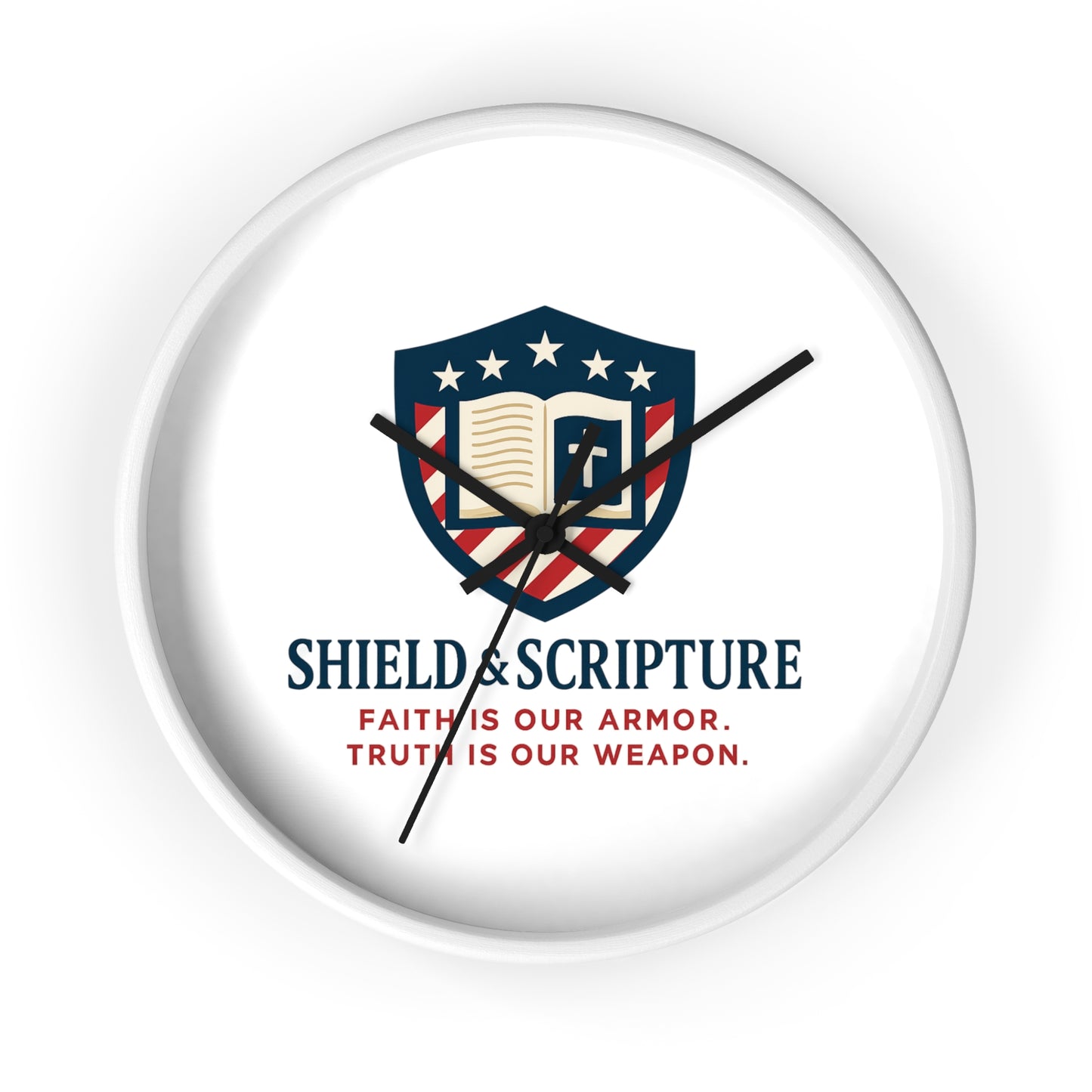 Shield & Scripture Wall Clock