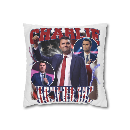Patriotic Square Pillowcase featuring Charlie Kirk