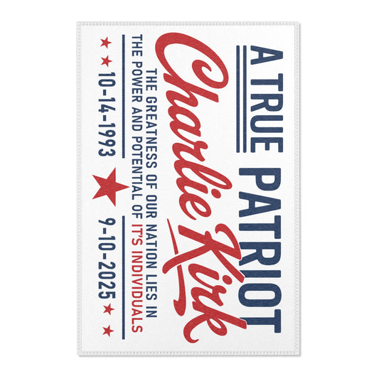 Patriotic Area Rug Charlie Kirk Themed, Inspirational Home Decor