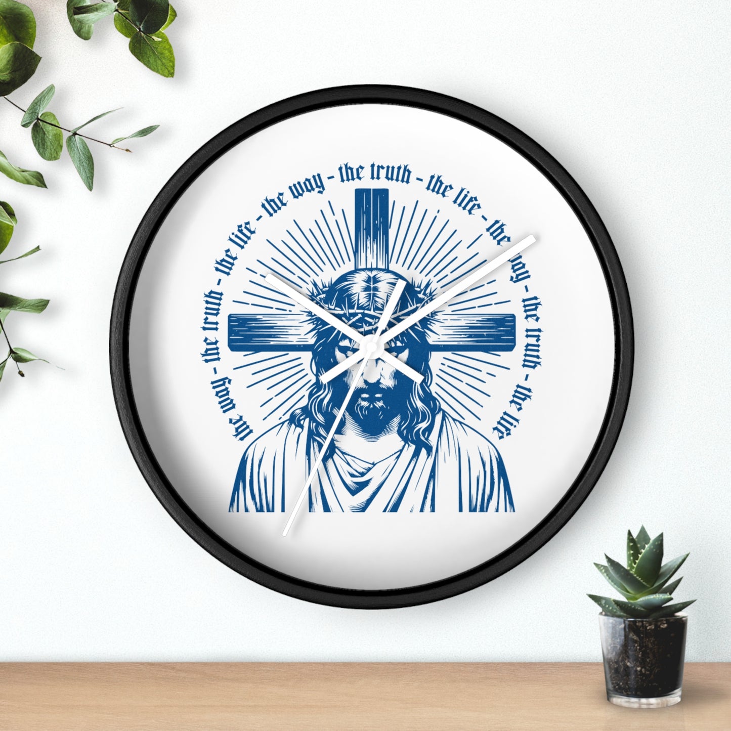 Christian Wall Clock – Jesus Christ with Cross & Scripture Design