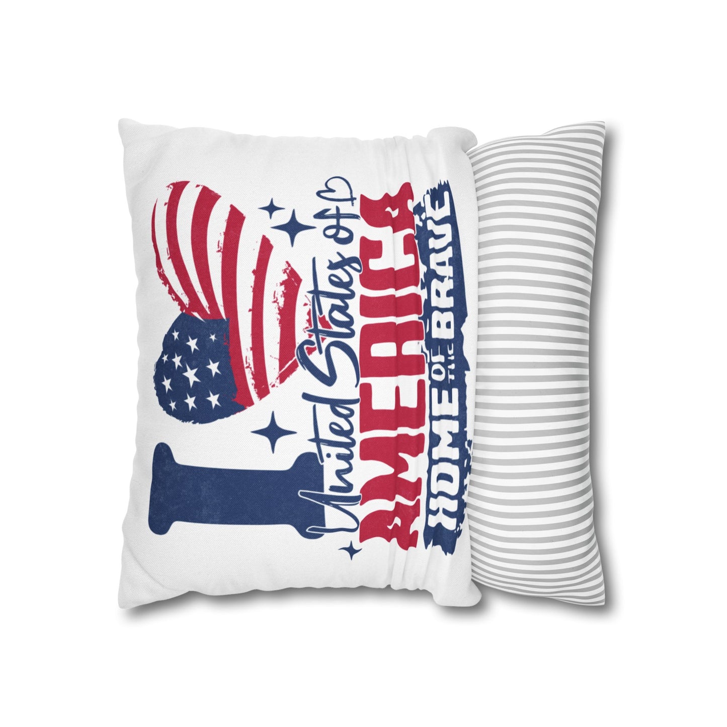 I Love America Home of the Brave Polyester Square Pillowcase