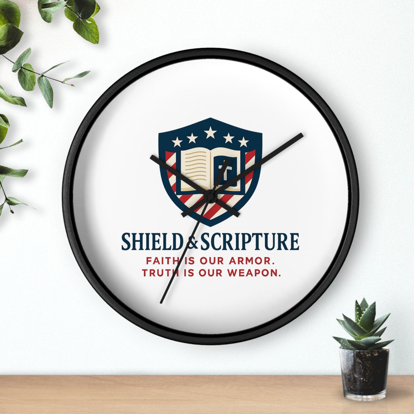 Shield & Scripture Wall Clock
