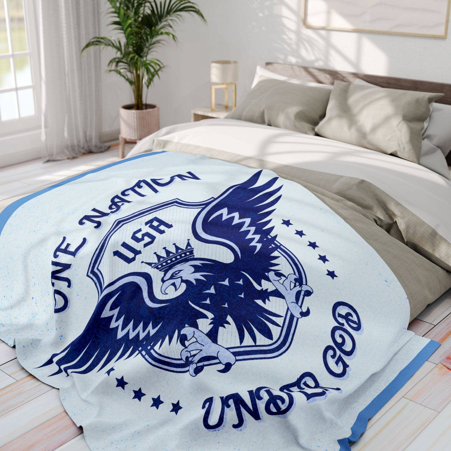 One Nation Under God USA Patriotic Fleece Blanket
