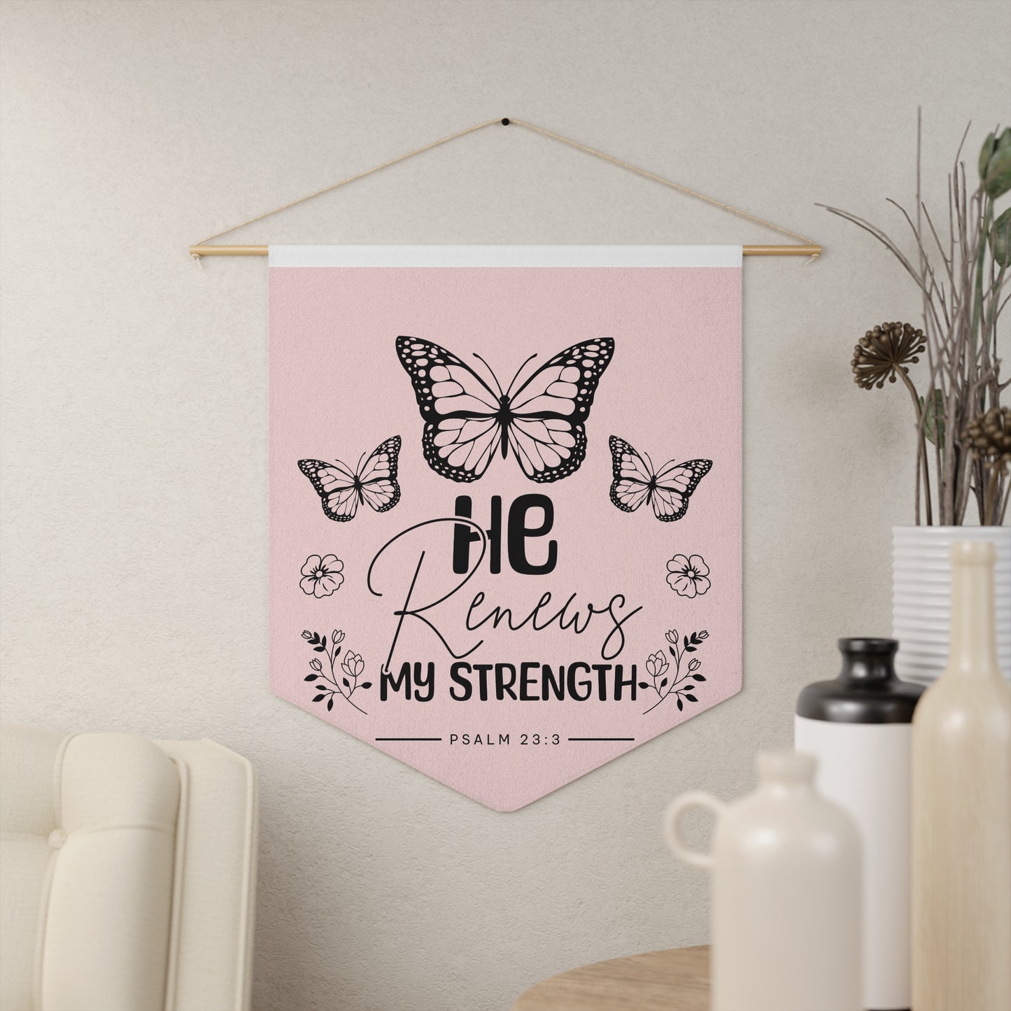 Inspirational Pennant Banner with Butterflies Home Decor