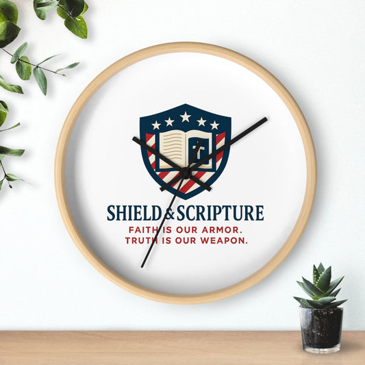 Shield & Scripture Wall Clock