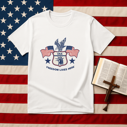 USA Freedom Lives Here Patriotic Unisex Shirt