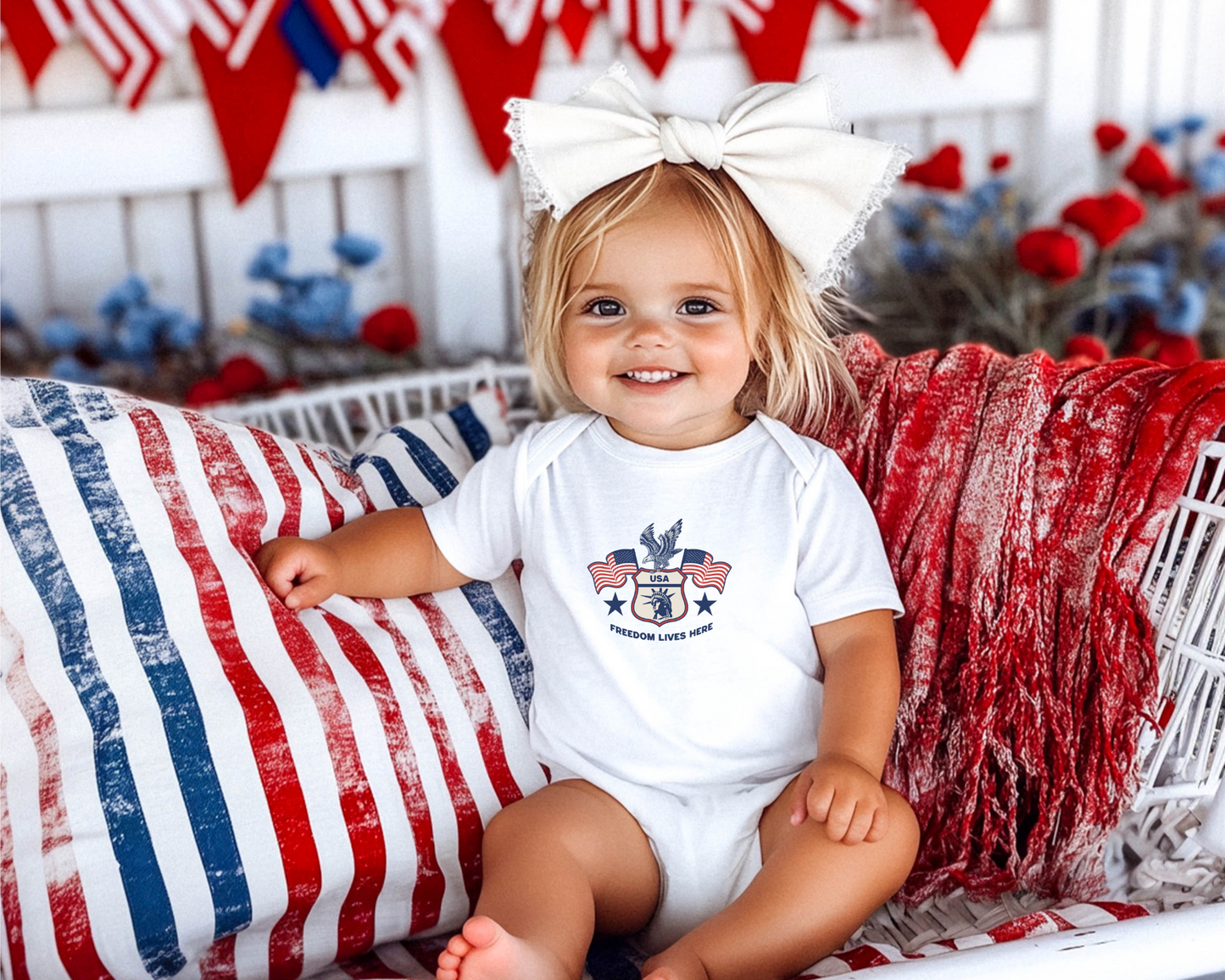 "Freedom lives here" themed Baby Bodysuit