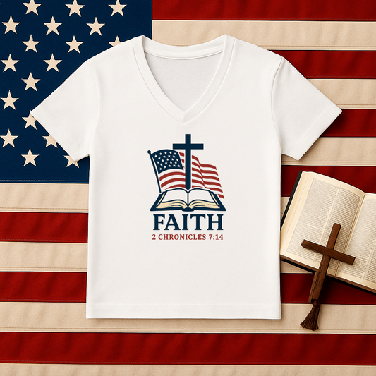 Faith 2 Chronicles 7:14 V-Neck Unisex Tee