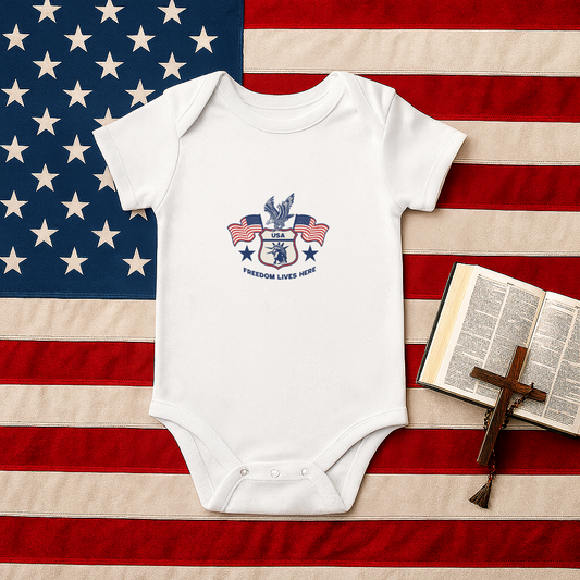 "Freedom lives here" themed Baby Bodysuit