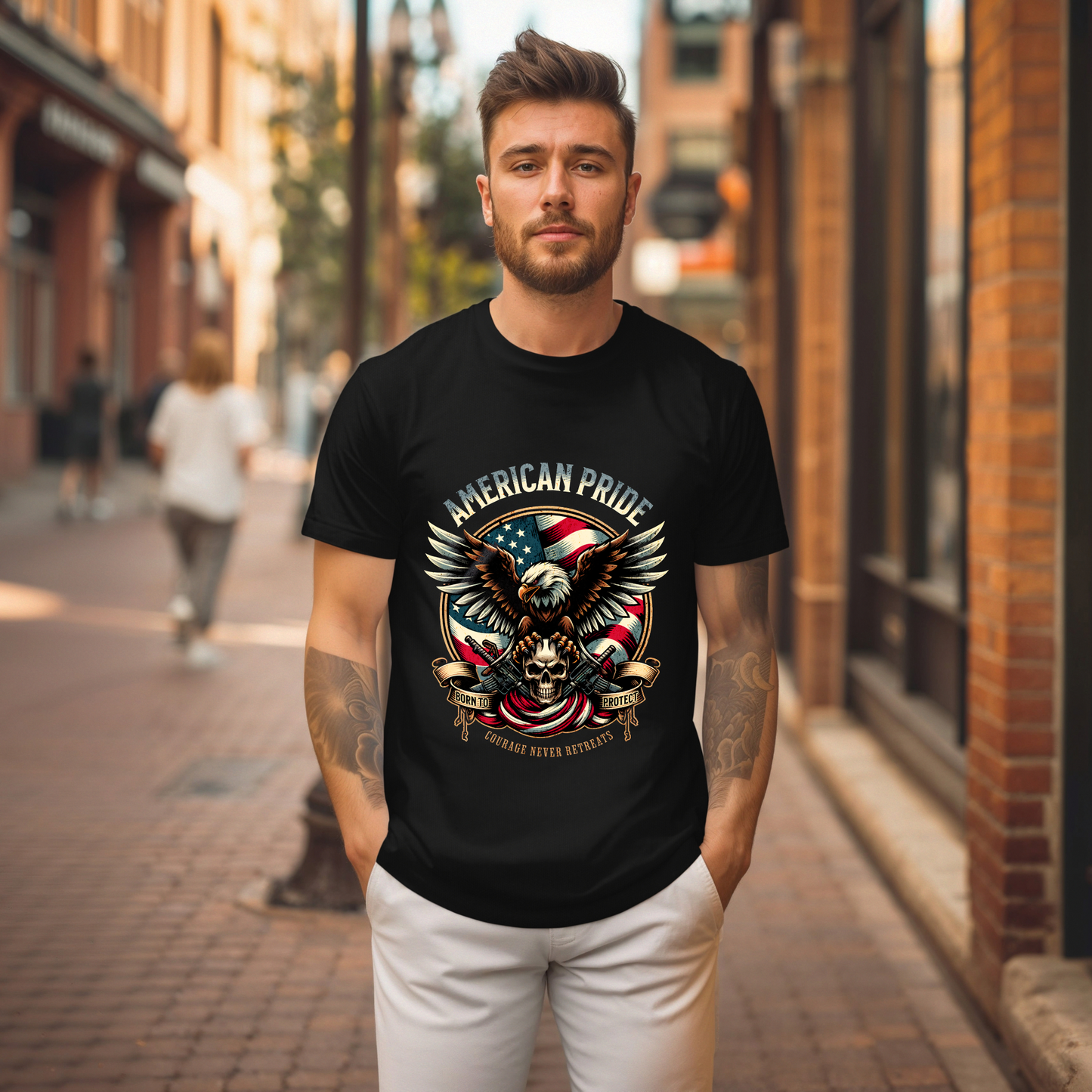 American Pride Eagle -Courage never Retreats Unisex T-Shirt