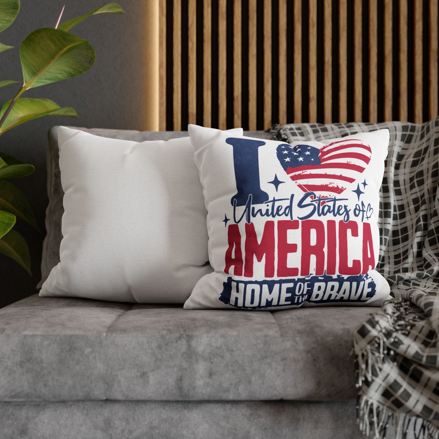 I Love America Home of the Brave Polyester Square Pillowcase