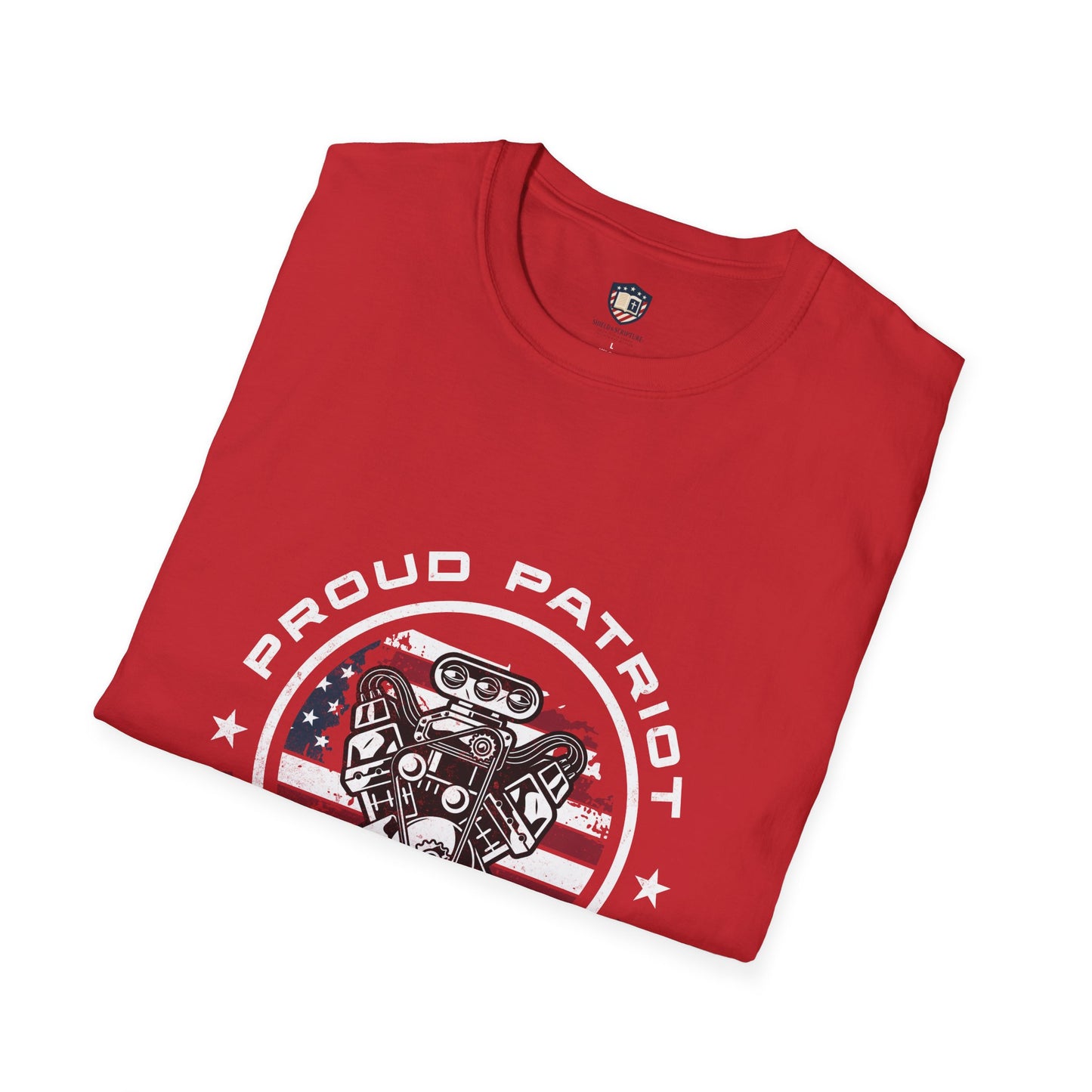 Proud Patriot T-Shirt | Drive for Freedom American Flag Engine Graphic Tee, USA Car Enthusiast Shirt, Patriotic Gift for Men and Women