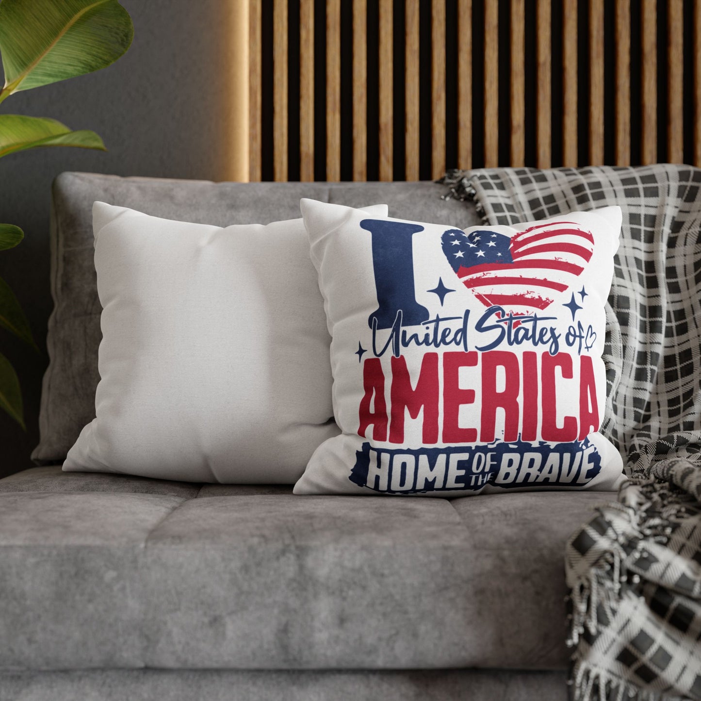I Love America Home of the Brave Polyester Square Pillowcase