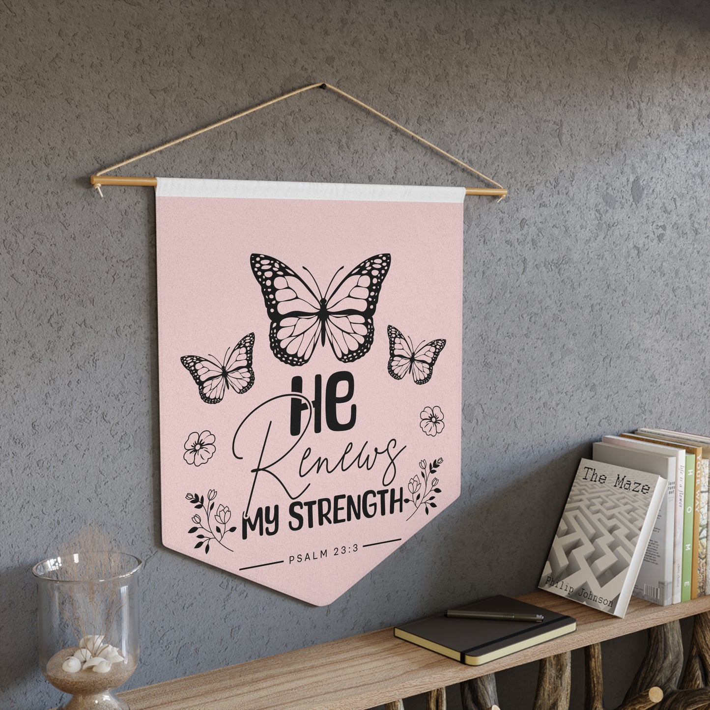 Inspirational Pennant Banner with Butterflies Home Decor