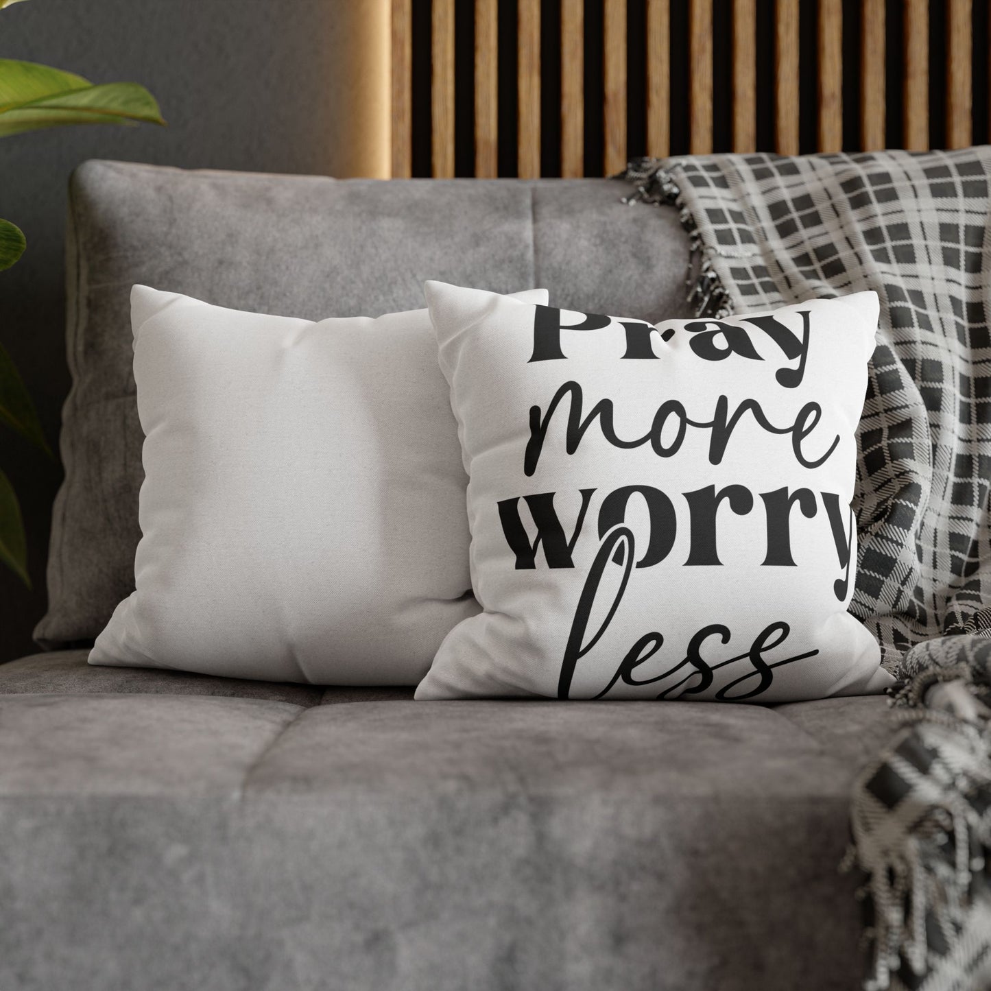 Pray More Worry Less Pillowcase – Christian Home Décor